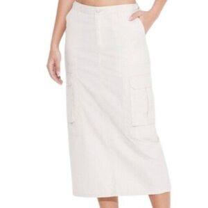 NWOT Wild Fable Cream Cargo Midi Skirt Size Xs